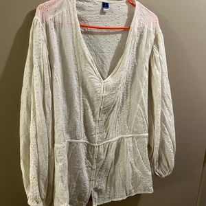 Off White Long Sleeve Blouse| Old Navy